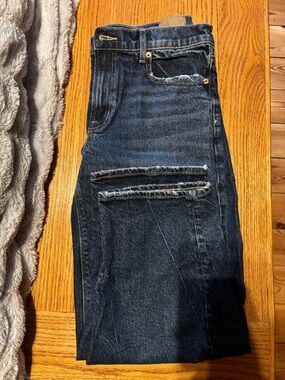 American Eagle Outfitters Women's Dark Blue barrel leg Jeans